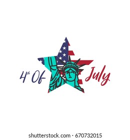 Celebrate American Independence Day with this artistic depiction of the Statue of Liberty set against a patriotic Stars and Stripes backdrop, symbolizing freedom, pride, and national unity.