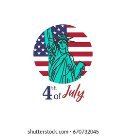Celebrate American Independence Day with this artistic depiction of the Statue of Liberty set against a patriotic Stars and Stripes backdrop, symbolizing freedom, pride, and national unity.
