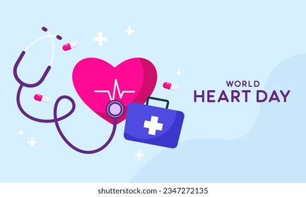 Celebrate Annual Awareness of World Heart Day Vector Illustration