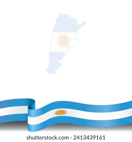 Celebrar la independencia de Argentina con nuestro versátil modelo de diseño. Con una bandera ondulante, una marca de agua de mapa y un espacio de texto personalizable, este diseño adaptable es perfecto tanto para imprimir como para digitalizar 