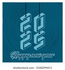 Celebrate the arrival of 2025 with this artistic graphic featuring bold typography and a festive theme. A contemporary design perfect for greeting cards or New Year's promotional material. 