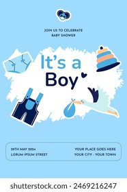 Celebrate the arrival of a little prince with a delightful baby shower greeting card! Featuring a sweet baby boy, this card is adorned with charming designs and warm wishes for the newest addition.