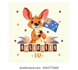 Celebrate Australia Day with this beautifully designed greeting card featuring a vibrant kangaroo vector illustration