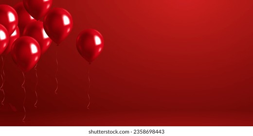 Celebrate Background With Beautiful Red Balloons Vector Illustration