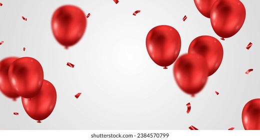 Celebrate Background With Beautiful Red Balloons Vector Illustration