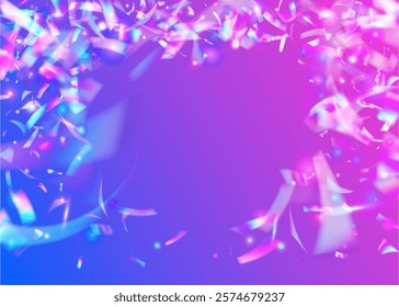 Celebrate Background. Digital Banner. Foil Element. Pink Glare Ribbon. Abstract Paper. Light Christmas Serpentine. Party Confetti. 3d Burst. Purple Celebrate Background