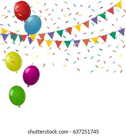 Celebrate background. Festive bright background with balloons and flags