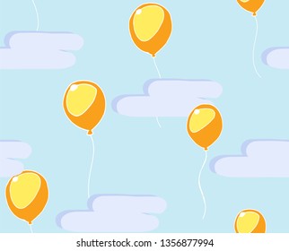 Celebrate balloon are floading on sky. Seamless pattern vector. For decoration, poster, warpping and print.