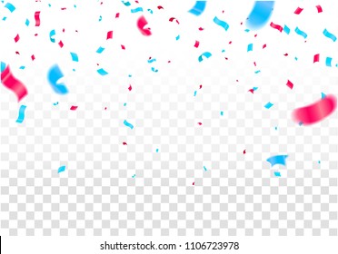 Celebrate banner. Party flags with confetti. Vector illustration design template. Happy holiday of Falling Shiny