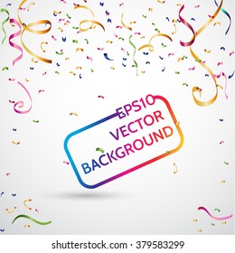 Celebrate banner. Party flags with confetti. Vector illustration.
