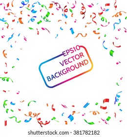 Celebrate banner. Party flags with confetti. Vector illustration.