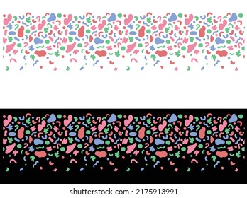 Celebrate banner pattern tile. Party flags with confetti. Vector illustration.