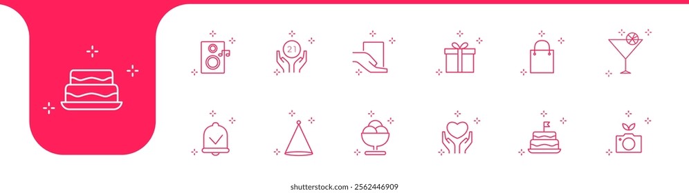 celebrate of birthday lines icon design vector