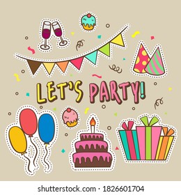 Celebrate Birthday Party vector collection by hand drawing