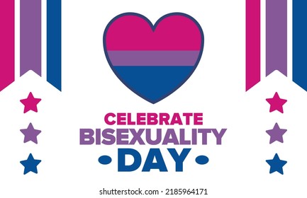 Celebrate Bisexuality Day. Bisexual Pride and Bi Visibility Day. Bisexual flag. Coming out. Celebrated annual in September 23. Festival and parade. Poster, card, banner, template, background. Vector