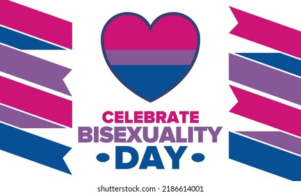 Celebrate Bisexuality Day. Bisexual Pride and Bi Visibility Day. Bisexual flag. Coming out. Celebrated annual in September 23. Festival and parade. Poster, card, banner, template, background. Vector
