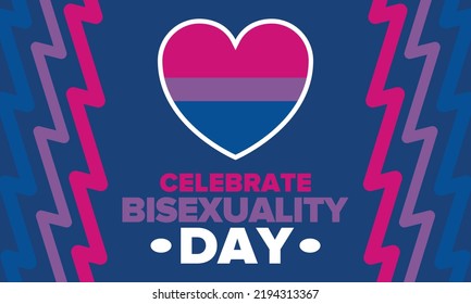 Celebrate Bisexuality Day. Bisexual Pride And Bi Visibility Day. Bisexual Flag. Coming Out. Celebrated Annual In September 23. Festival And Parade. Poster, Card, Banner, Template, Background. Vector