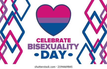 Celebrate Bisexuality Day. Bisexual Pride And Bi Visibility Day. Bisexual Flag. Coming Out. Celebrated Annual In September 23. Festival And Parade. Poster, Card, Banner, Template, Background. Vector