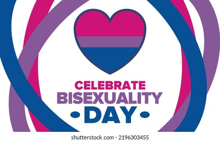 Celebrate Bisexuality Day. Bisexual Pride and Bi Visibility Day. Bisexual flag. Coming out. Celebrated annual in September 23. Festival and parade. Poster, card, banner, template, background. Vector