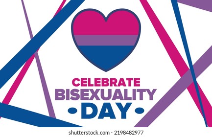 Celebrate Bisexuality Day. Bisexual Pride And Bi Visibility Day. Bisexual Flag. Coming Out. Celebrated Annual In September 23. Festival And Parade. Poster, Card, Banner, Template, Background. Vector