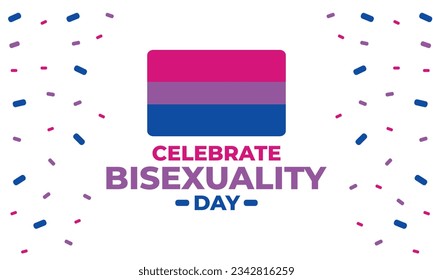 Celebrate Bisexuality Day. Bisexual Pride and Bi Visibility Day. Bisexual flag, September 23. Festival and parade. Poster, card, banner, template, background.