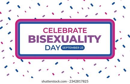 Celebrate Bisexuality Day. Bisexual Pride and Bi Visibility Day. Bisexual flag, September 23. Festival and parade. Poster, card, banner, template, background.