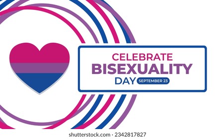 Celebrate Bisexuality Day. Bisexual Pride and Bi Visibility Day. Bisexual flag, September 23. Festival and parade. Poster, card, banner, template, background.