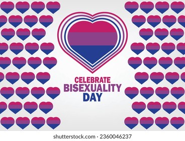 Celebrate Bisexuality Day. Holiday concept. Template for background, banner, card, poster with text inscription. Vector illustration.