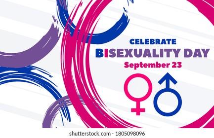 El 23 de septiembre se celebra anualmente el Día de la Bisexualidad. Día de Visibilidad de Bi. Este es un día para la comunidad bisexual. Fondo, afiche, tarjeta de saludo, diseño de pancartas. EPS vectorial 10.