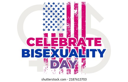Celebrate Bisexuality Day is observed annually on September 23. Bi Visibility Day. This is a day for the bisexual community. Background, poster, greeting card, banner design. Vector EPS 10.