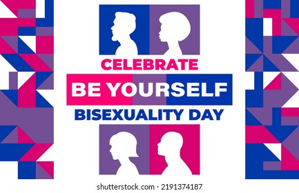 Celebrate Bisexuality Day is observed annually on September 23. Bi Visibility Day. This is a day for the bisexual community. Background, poster, greeting card, banner design. Vector EPS 10.