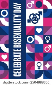 Celebrate Bisexuality Day. September 23. Holiday concept. Template for background, banner, card, poster with text inscription. Vector EPS10 illustration