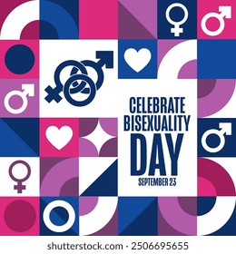 Celebrate Bisexuality Day. September 23. Holiday concept. Template for background, banner, card, poster with text inscription. Vector EPS10 illustration