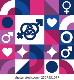 Celebrate Bisexuality Day. September 23. Seamless geometric pattern. Template for background, banner, card, poster. Vector EPS10 illustration