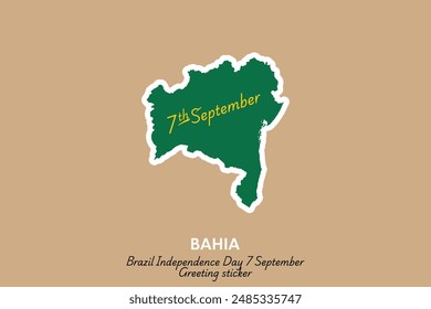 Celebrate Brazil's Independence Day with this unique Bahia vector sticker! Perfect for greeting cards, social media posts, and festive decorations. Capture the spirit of September 7th.