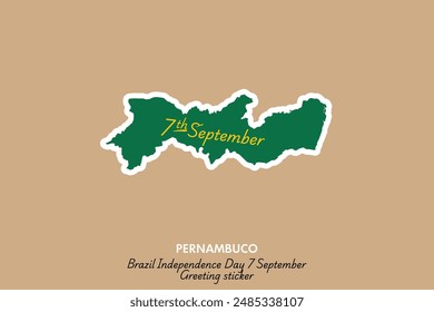 Celebrate Brazil's Independence Day with this unique Pernambuco vector sticker! Perfect for greeting cards, social media posts, and festive decorations. Capture the spirit of September 7th.