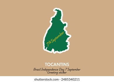 Celebrate Brazil's Independence Day with this unique Tocantins vector sticker! Perfect for greeting cards, social media posts, and festive decorations. Capture the spirit of September 7th.