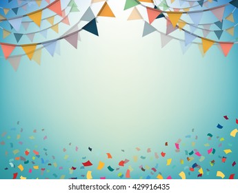 Celebrate bunting flags, bunting Party with confetti