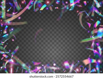 Celebrate Burst. Rainbow Design. Digital Banner. Art Holographic Serpentine. Pink Happy Glitter. Hologram Ribbon. Neon Background. Glare Concept. Purple Celebrate Burst