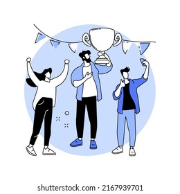 Celebrate business success isolated cartoon vector illustrations. Young colleagues drink beer together, celebrate a successful business deal, team building, people lifestyle vector cartoon.