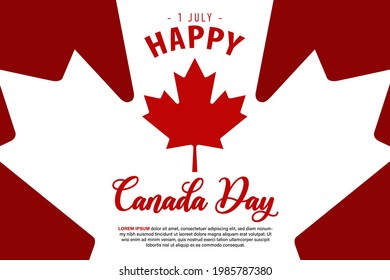 Celebrate Canada Day with handwritten lettering and red maple leaf. Vector typography for greeting cards, decorations, and covers. Happy Canada Day concept.