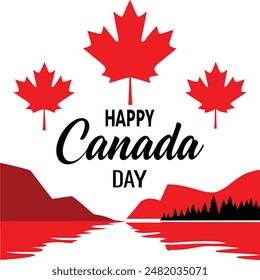 Celebrate Canada Day with a set of 9 festive banners featuring maple leaves on a white background Perfect for your vector illustration design needs