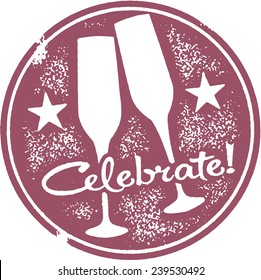 Celebrate Champagne Toast Party Stamp