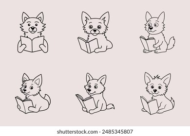 Celebrate the charm of Chorkie dogs with our "Chorkie Dog Reading Icon Vector" graphics design file. This digital product features a delightful and whimsical vector icon of a Chorkie dog engrossed in 