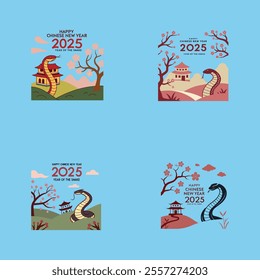 Celebrate Chinese New Year 2025, Year of the Snake, with vibrant designs, symbols, and festive illustrations perfect for digital projects.