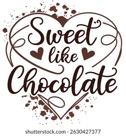 Celebrate Chocolate Day on July 7th with this stylish vector t-shirt design featuring delicious chocolate-themed typography. Perfect for apparel, greeting cards, and festive gifts. Ideal for chocolate