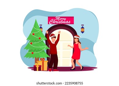 Celebrate Christmas Day Flat Design