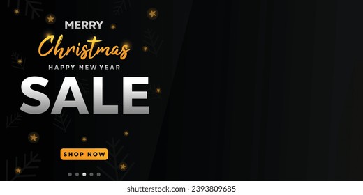 Celebrate Christmas and New Year 2024 with our exclusive sale! Our design, featuring text spaces on a stylish black background with stars and tree lines, is perfect for cards, posters, covers, banners