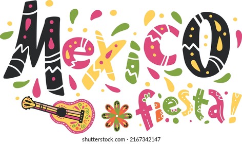 Celebrate Cinco de Mayo Guitar Mexican Fiesta Day on a white background