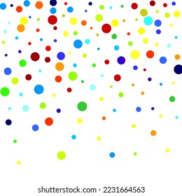 Celebrate color circle vector confetti background.  Flying confetti. Decor fun spot card. Happy mood.